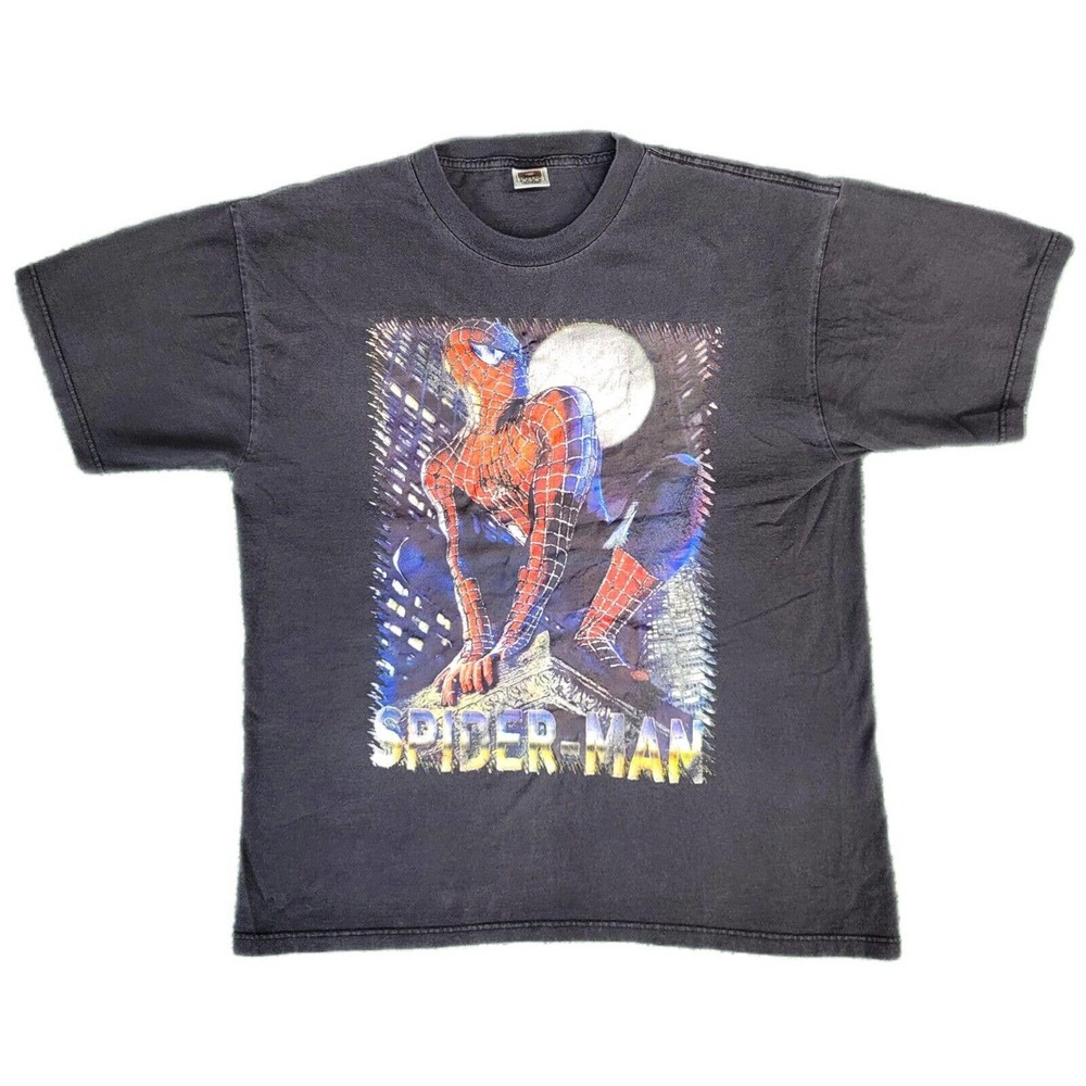 Vintage Spider-Man Shirt Size XL Marvel Comics Black Movie Promo Y2K